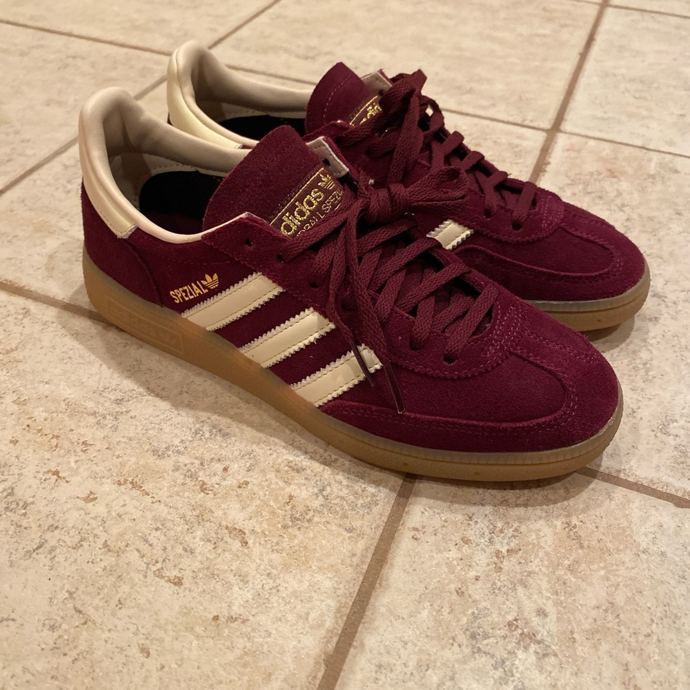 Adidas Burgundy and Cream Sneakers